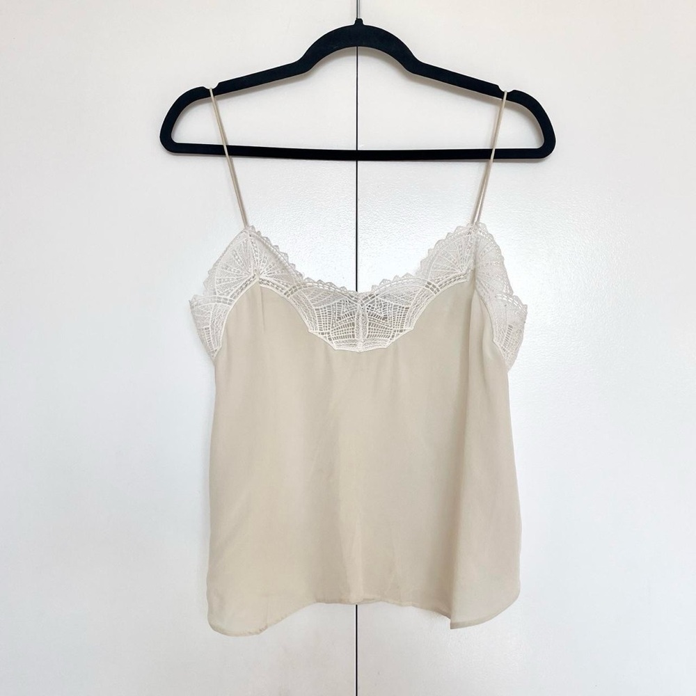 IRO | Cream white "Wova" lace trim silk slip cami top | Size 36
